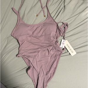 Aerin Rose Ocean Luxe Bathing Suit 
Purple/lavender color